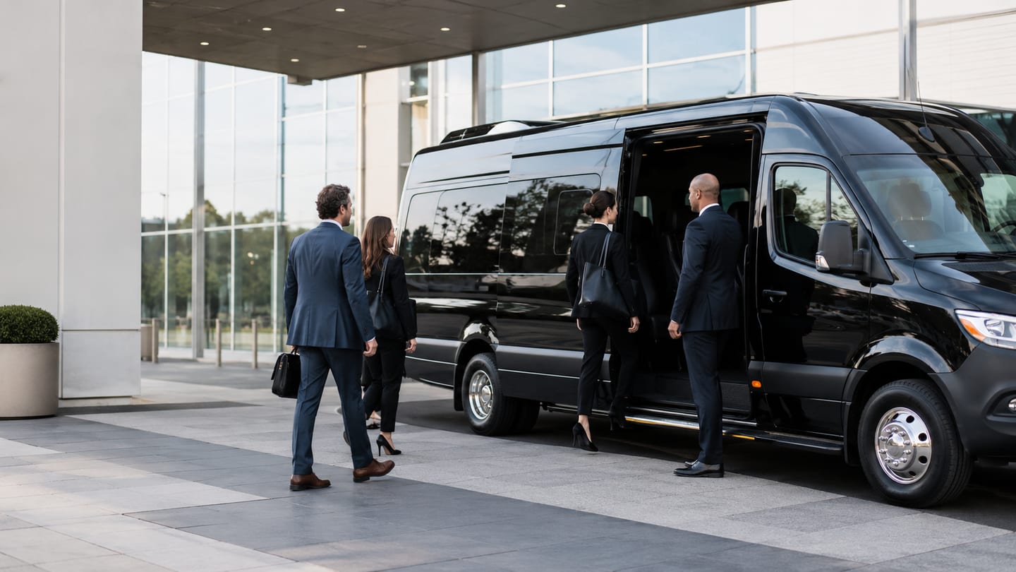 Luxury Sprinter van rental for private events, airport service, and executive group transportation