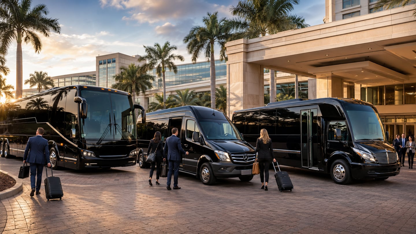 Corporate and conference transportation with executive vehicles, shuttles, and group travel service